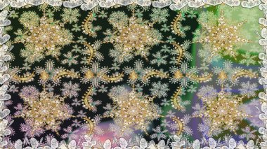 Gri renklerde, altın elementlerle kusursuz desen. Raster oryantal süs. Kusursuz altın desen.