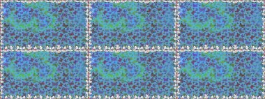 Mavi ve yeşil arka planda renkli bir kelebek. Davetiye, kart ve parmak izi için basit şirin bir model. Renkli güzel halk kelebeklerle kusursuz desen.