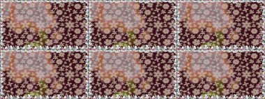 Süslü, dikişsiz, soyut çiçeklerle süslenmiş. Şekillendirilmiş çiçeklerle kusursuz desen. Çiçek deseni duvar kağıdı, şablon dolguları ve web sayfası arkaplanı için kullanılabilir.