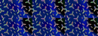 Yuvarlak raster kar tanesi. Renkli arka planda izole tatlı kar taneleri. Soyut kış mavisi, siyah ve yeşil süs. Güzel kar tanesi. Raster illüstrasyonu.