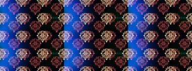 Oriental raster klasik siyah, mavi, pembe ve altın desenli. Kusursuz soyut bir arkaplan. Raster illüstrasyonu.