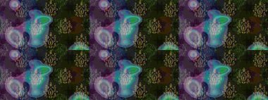 Soyut etnik raster çizim kalıbı. Çiçekler. Vadinin gri renkli çiçekleri.