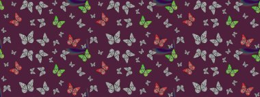 Güve ile Raster Geçmişi. Güzel Kelebek Siluetleriyle Moda Dekorasyonu. Kelebekli yaz arkaplanı kahverengi renkler. Kart, Davetiye ve Yazdırma İçin Basit Kadınsal Desen.