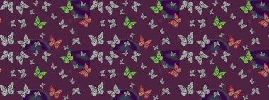 Raster. Kağıt, kumaş, ambalaj kağıdı ve duvar kâğıdı tasarımı için hoş bir arkaplan. Çocuk kelebek. Kahverengi renkte sanat kelebekleri.