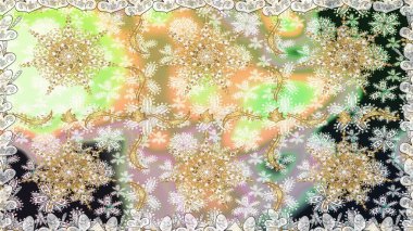 Raster klasik barok çiçeksiz altın desenli. Lüks, kraliyet ve Viktorya dönemi konsepti. Süslü dekorasyon. Altın elementlerle nötr renklerde altın desen.