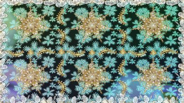 Raster altın desen. Doğu tarzı arabesk. Altın elementli gri renkler. Kusursuz altın desenli bukleler. Raster illüstrasyonu.