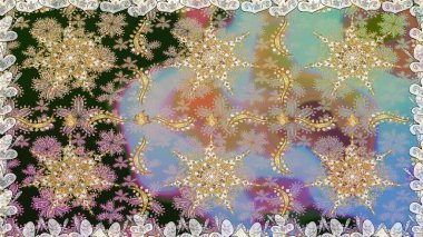 Senin tasarımın için, duvar kağıdı. Gri renklerde, altın çiçekli altın desenler. Altın rengi, kusursuz çizim. Raster geometrik arkaplanı.