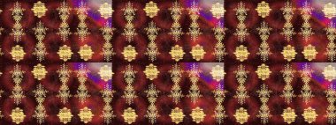 Kahverengi, kırmızı ve sarı renkler. Noel ve yeni yıl moda baskıları için tatil tasarımı. Kar tanelerinin soyut arkaplanlı Noel şablonu. Raster illüstrasyonu.