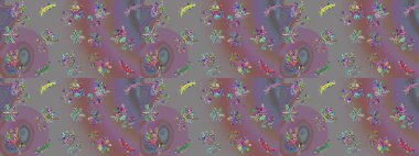 Parlak çiçekli kolaj çiçekleri gri, mor ve tarafsız. Çiçekli zambakların eskiz geçmişi. Çiçek tasarımı için inanılmaz kolaj cennet tarzı..