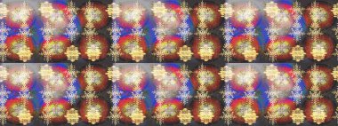 Raster illüstrasyonu. Bokeh kahverengi, gri, bej ve kar taneleriyle dekoratif Noel arkaplanı.