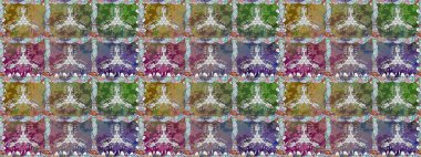 Çiçekli karalama şeklinde Raster çiçek deseni. Raster illüstrasyonu. Tarafsız renklerde bahar çiçekleri..