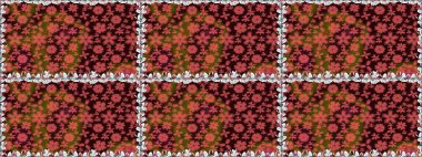 Küçük çiçekteki sevimli çiçek deseni. Kahverengi renkte çiçekler.