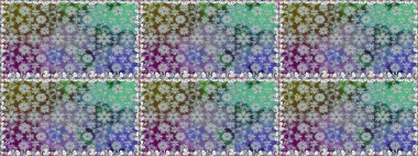 Renkli Bahar Temalı Kusursuz Arkaplan. Düz Çiçek Elementleri Tasarımı. Karalama çiçeği. Raster illüstrasyonu. Güzel kumaş deseni. Zentangle soyut çiçekleri.