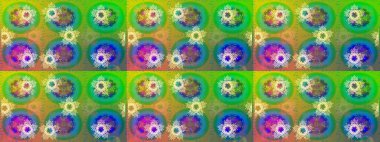 Basit bir kar tanesi. Yeşil, mavi ve sarı renkler üzerine illüstrasyon. Soyut duvar kâğıdı, ambalaj dekorasyonu. Kışın sembolü, mutlu noeller, mutlu yeni yıl kutlaması Raster illüstrasyonu..