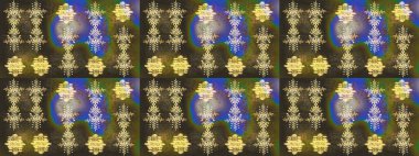 Sanat terapisi tarzı zen çizim için kahverengi, yeşil ve gri mandala şeklinde kar taneleri. El çizimi, dövme stili, kumaş tasarımı ve Raster illüstrasyonunda kartlar..