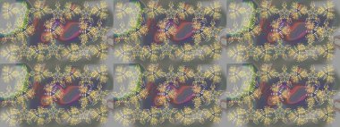 Raster illüstrasyonundaki çiçek desenli çizim. Gri renkli çiçekler.