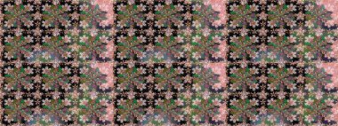 Yeşil renkli çiçekler. Renkli Bahar Temalı Kusursuz Arkaplan. Çiçekle kusursuz desen. Düz Çiçek Elementleri Tasarımı.