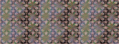 Yeşil renkli çiçekler. Kumaş desenli papatya çiçekleri ayrıntıları.