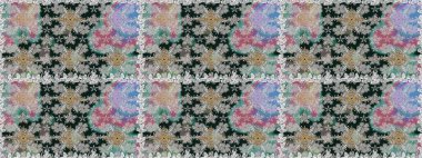 Çiçek deseni. Gri renkli çiçekler. Raster illüstrasyonu. Gri renklerde çiçeksiz. Şatafatlı bahar bahçesi dokusu.