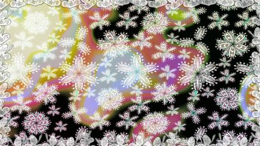 Renkli grunge, koloni çiçekleri ile soyut bir arka plan oluşturur. Parmak izi, kumaş, duvar kâğıdı, tekstil için raster dokusu. İşlemeli çiçek desenli..