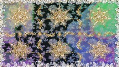 Kış kar dokusu duvar kağıdı. Noel altın kar tanesi kusursuz desen. Sembol bayramı, yeni yıl kutlamaları, altın desenler. Gri renkli altın kar taneleri.