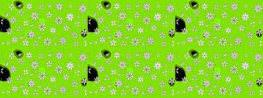 Raster illüstrasyonu. Yeşil renklerde. Çiçek buketleriyle klasik tarzda eskiz deseni.