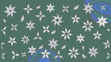 Raster çiçek desenleri çiziyor. Vadinin yeşil renkli çiçekleri.