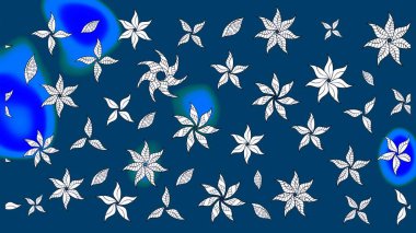 Mavi renkli çiçekler. Çizim çiçek deseni duvar kâğıdı olarak kullanılabilir. Raster illüstrasyonu.