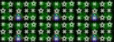 Yeşil, siyah ve mavi renkli kar taneleri. Noel stili. Raster illüstrasyonu.