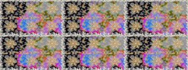 Paisleys zarif çiçek desenli dikdörtgen arka plan duvar kâğıdı illüstrasyonlu klasik stil, modern 3D çizgili sanat altın ve gri desenli çiçek yaprakları ve süslemeleri..