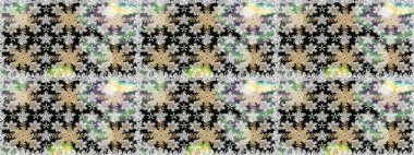 Damask arkaplanı tekerrür ediyor. Gri renklerdeki altın element. Barok tarzında altın çiçek süsü. Antika altın tekrarlanabilir duvar kağıdı.