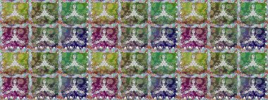 Yeşil renkli çiçekler. Renkli Yaz Temalı Kusursuz Arkaplan. Düz Çiçek Elementleri Tasarımı. Raster illüstrasyonunda trendsiz çiçek deseni.