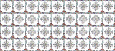 Mandala. Renkli yuvarlak süs deseni nötr, beyaz ve mavi renklerde.