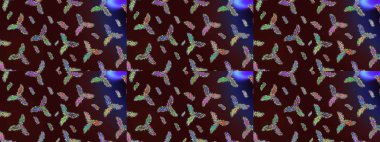 Raster illüstrasyonu. Raster Noel soyut renkli arka plan ve tatlı kar tanesi. Kar taneleriyle kahverengi, mavi ve mor renkler.