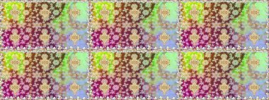 Raster illüstrasyonu. Süslü dekorasyon. Damask altın soyut çiçek nötr renklerde pürüzsüz desen.