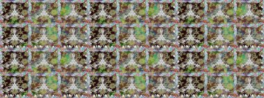 Kahverengi arka planda. El çizimi çiçekli, pürüzsüz bir desen. Çocuksu tasarım. Tekstil, kumaş, ambalaj, hatıra defteri için güzel çiçek arkaplanı..