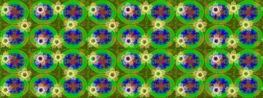 Kar taneli yeşil, mavi ve sarı renkler. Renkli arka planda izole tatlı kar taneleri. Raster illüstrasyonu.