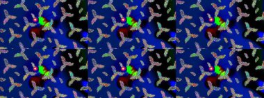 Raster mavisi, siyah ve yeşil kar tanelerinden izole edilmiş. Güzel bir kış süsü. Kar taneleri koleksiyonu. Raster illüstrasyonu.