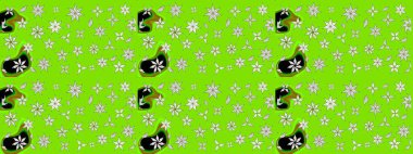 Raster çiçek desenleri çiziyor. Vadinin yeşil renkli çiçekleri.