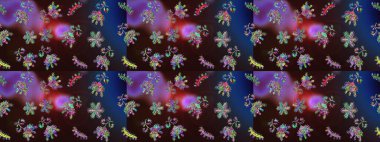 Güzel soyut kar tanesi raster tasarımı. Düz kar karalama ikonları, kar taneleri kahverengi, mavi ve mor renkli siluetler noel afişi, kartlar. Yeni yıl kar tanesi.