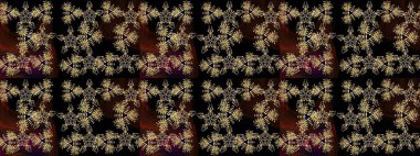 Kış kar tanesi, raster arka plan. Renkli arka planda izole kar taneleri. Yüzey için tekrarlanan doku, ambalaj kağıdı, siyah, kahverengi ve nötr renkler. Raster illüstrasyonu.