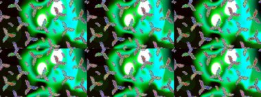 Kar tanesi süsleme deseni. Raster illüstrasyonu. Kar taneleri deseni. Kar taneleri arka planda. Renkli arkaplanda izole edilmiş kar tanelerinin düz tasarımı.