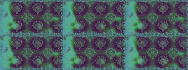 Küçük çiçekli kusursuz yay deseni. Suluboya tarzında yeşil renkte. Raster illüstrasyonu.