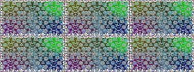 Çiçek ve yapraklı karalama şeklinde Raster çiçek deseni. Raster illüstrasyonu. Gri renkte bahar çiçekleri..