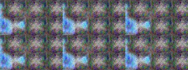 Gri, yeşil ve mavi renklerde etnik çiçeklerle kusursuz bir desen. Asya Tekstil 'inde Raster Çiçek İllüstrasyonu.