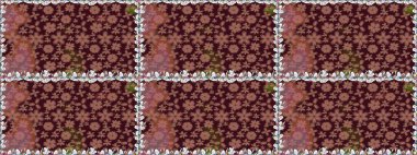 Nazik, narin çiçek arkaplanı. Çiçekli karalama şeklinde Raster çiçek deseni. Kahverengi renkte çiçekler.