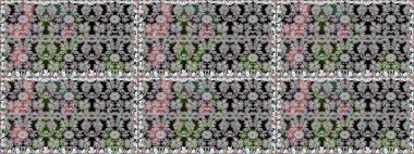 Düz Çiçek Elementleri Tasarımı. Çiçeksel fantezi tasarımı, parlak bir arka planda, kusursuz bir desen. Renkli Bahar Teması Kusursuz Arkaplan.