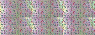 Tarafsız, bej ve yeşil renklerde güzel çiçekli eskiz deseni, suluboya çiçek deseni, duvar kağıdı, kart ya da kumaş için fayanslı. Raster..