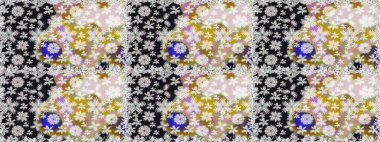 Suluboya, elle çizilmiş. Gri üzerine çiçekler. Kusursuz bir arka plan modeli. Raster stoku.