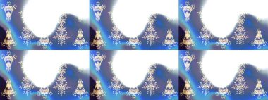 Kar taneleri radyal beyaz, mavi ve nötr renklerde. Renkli arka planda güzel kar taneleri. Raster illüstrasyonu..